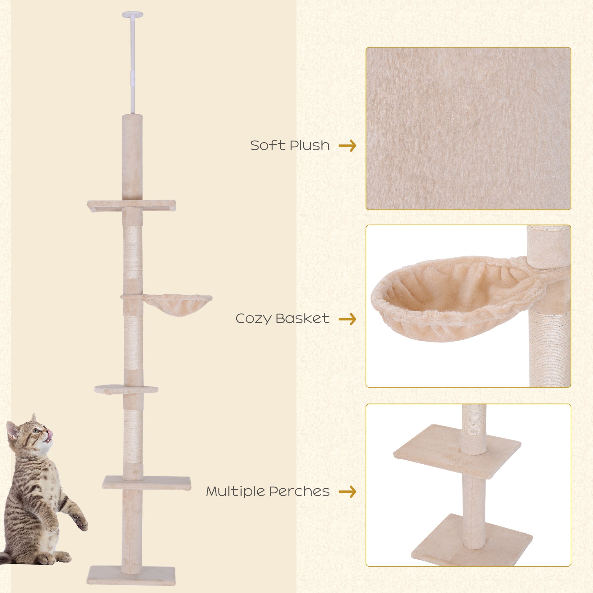 PawHut Floor to Ceiling Cat Tree 5