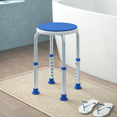 Kozy - 360° Swivel Shower Chair, Height Adjustable Aluminium Shower Stool with Non-Slip Feet for Disabled, Elderly, Blue