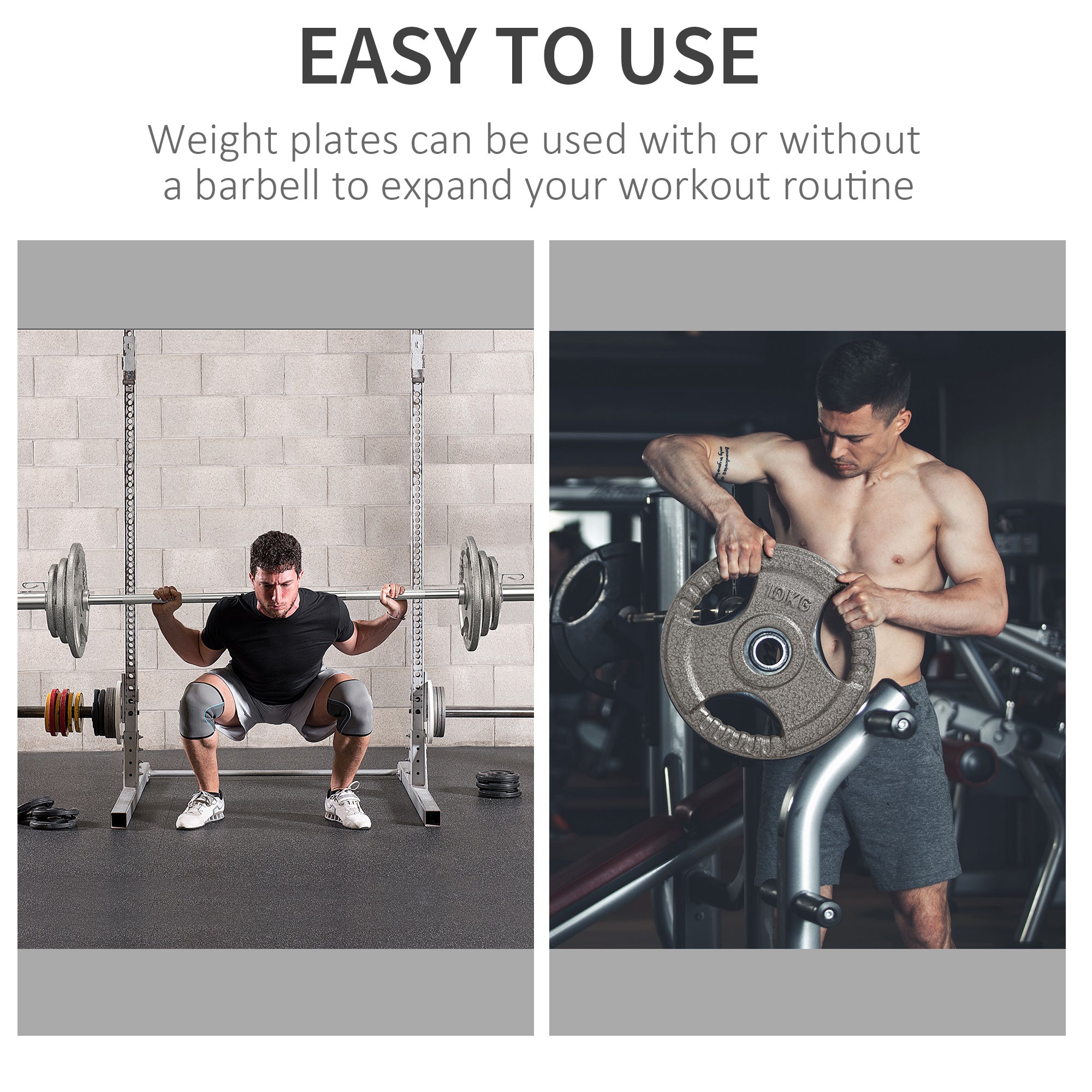 Kozy Set of 2 Cast Iron Weight Plates for 2"/5cm Hole Dumbbell Handle Bar, Barbell Weight 2 x 10kg