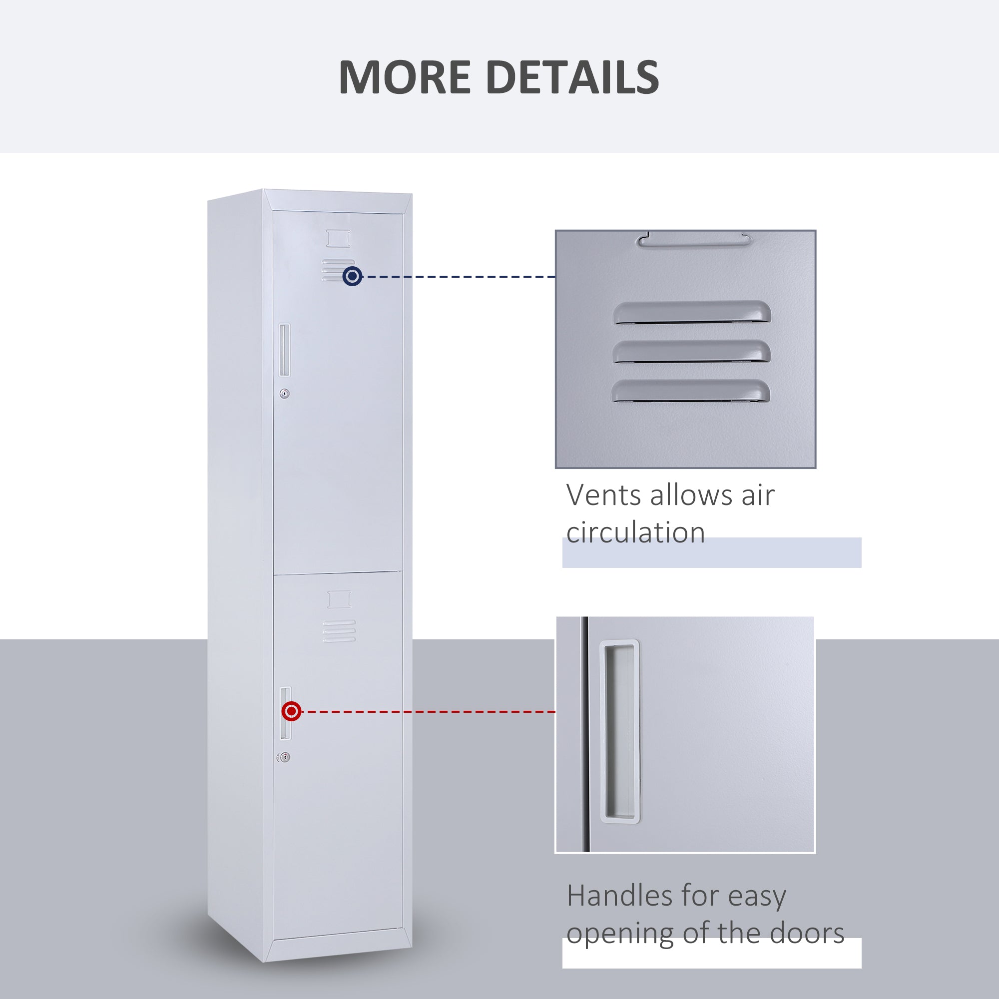 Kozy Locker Cabinet Storage Cold Rolled Steel w/ Shelves Vertical Cupboard Grey 38 x 46 x 180 cm
