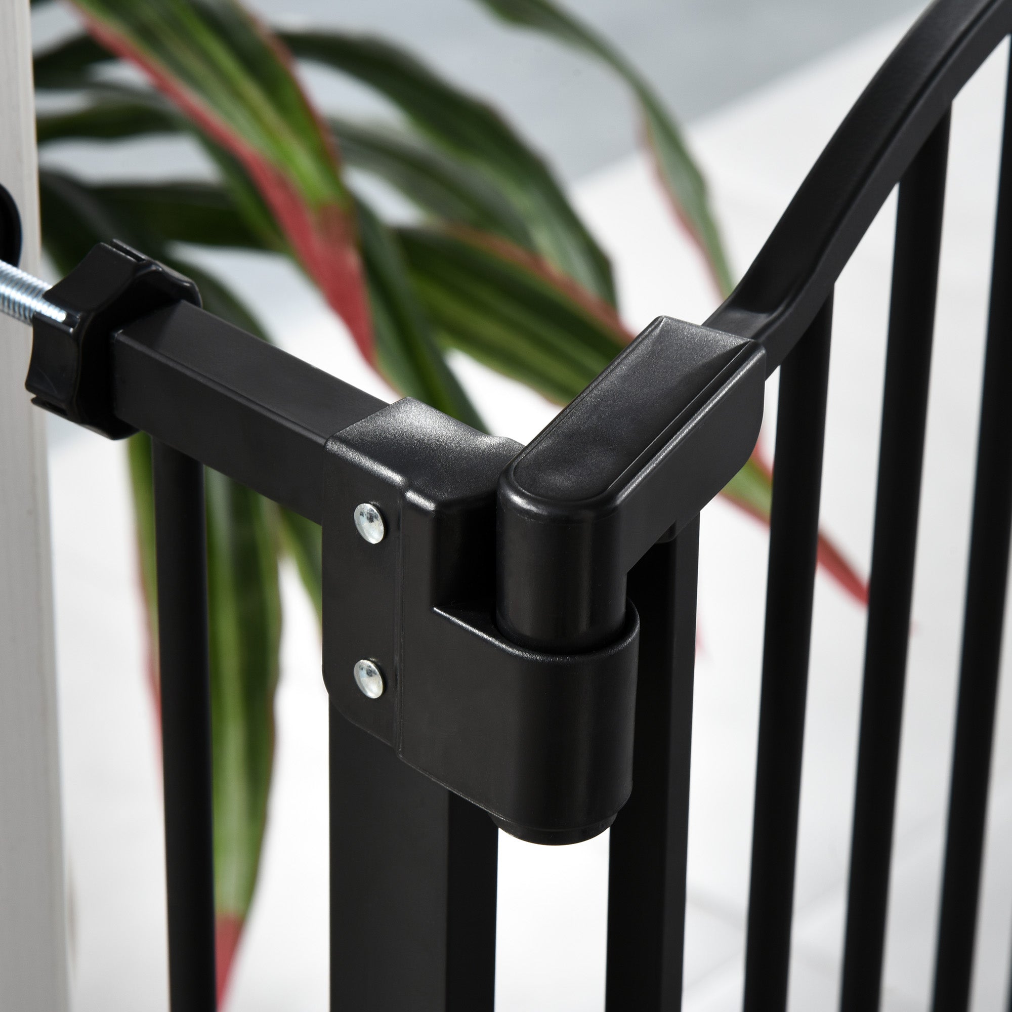 Kozy Pressure Fit Dog Stair Gate No Drilling Safety Gate Auto Close for Doorways, Hallways, 74-80cm Adjustable, 94cm Tall, Black