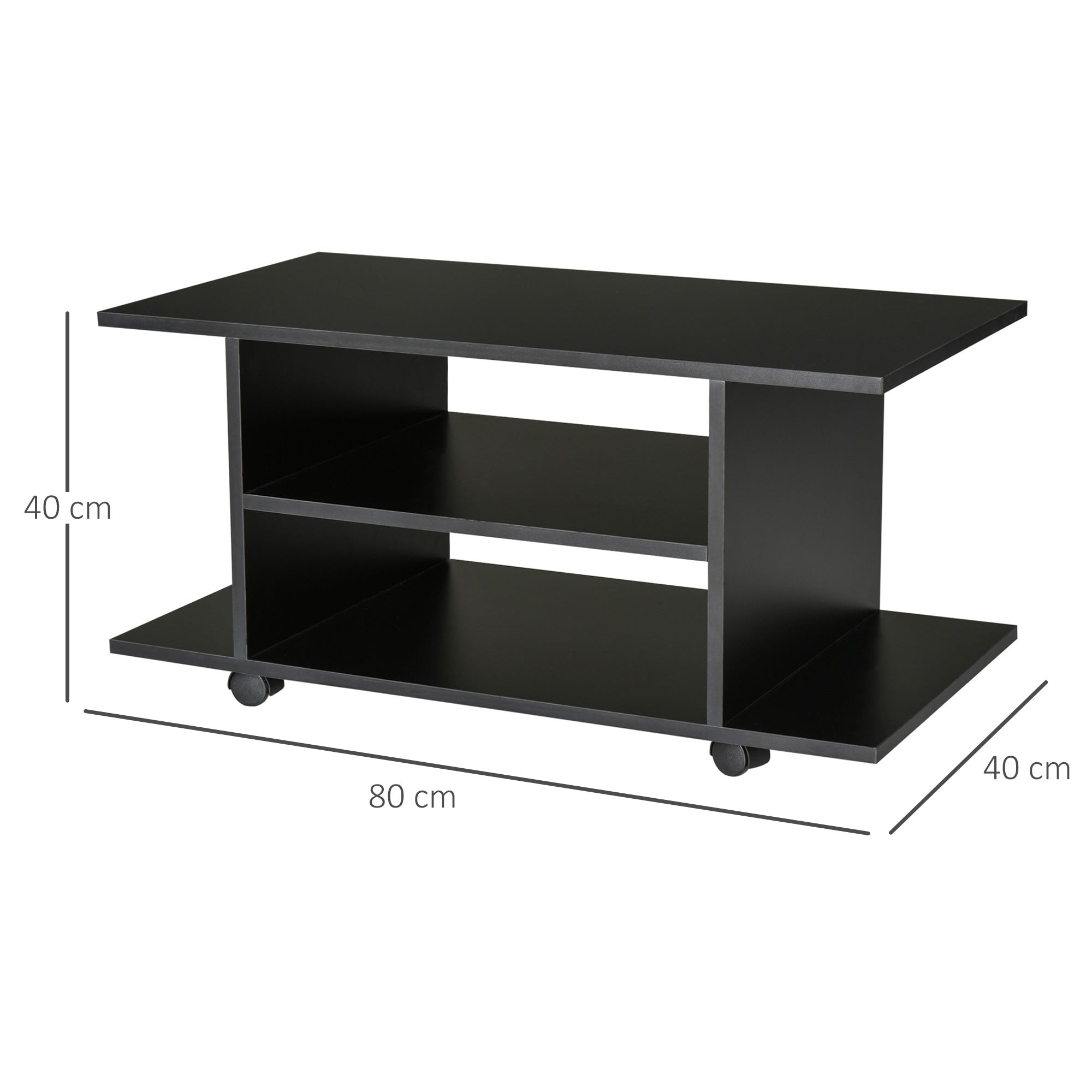 Kozy Modern TV Cabinet Stand Storage Shelves Table Mobile Bedroom Furniture Bookshelf Bookcase Black