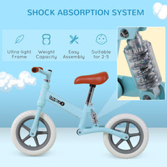 HOMCOM Balance Bike for Toddlers, No Pedal Training Bicycle for Walking Skills Development, Blue