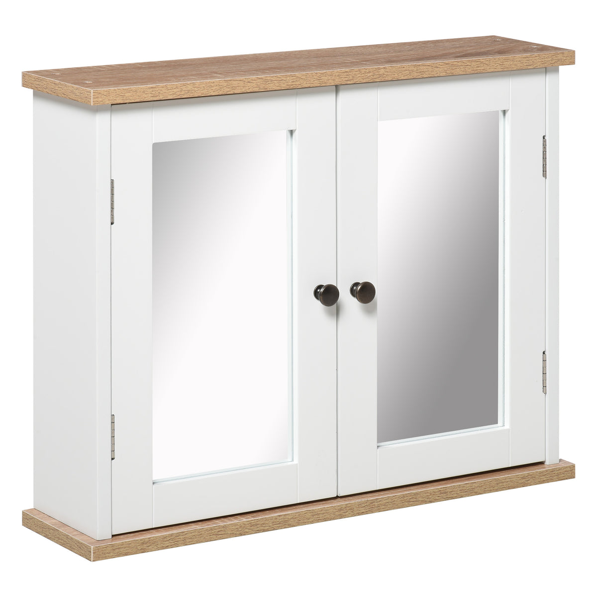 Kozy Bathroom Mirror Cabinet Wall Mounted Storage Cupboard with Double Door and Adjustable Shelf, White