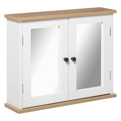Kozy Bathroom Mirror Cabinet Wall Mounted Storage Cupboard with Double Door and Adjustable Shelf, White