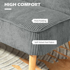 Kozy - Modern Corduroy Double Seat Sofa w/ Wood Frame Foam Padding High Back Soft Comfortable Compact Couch Grey