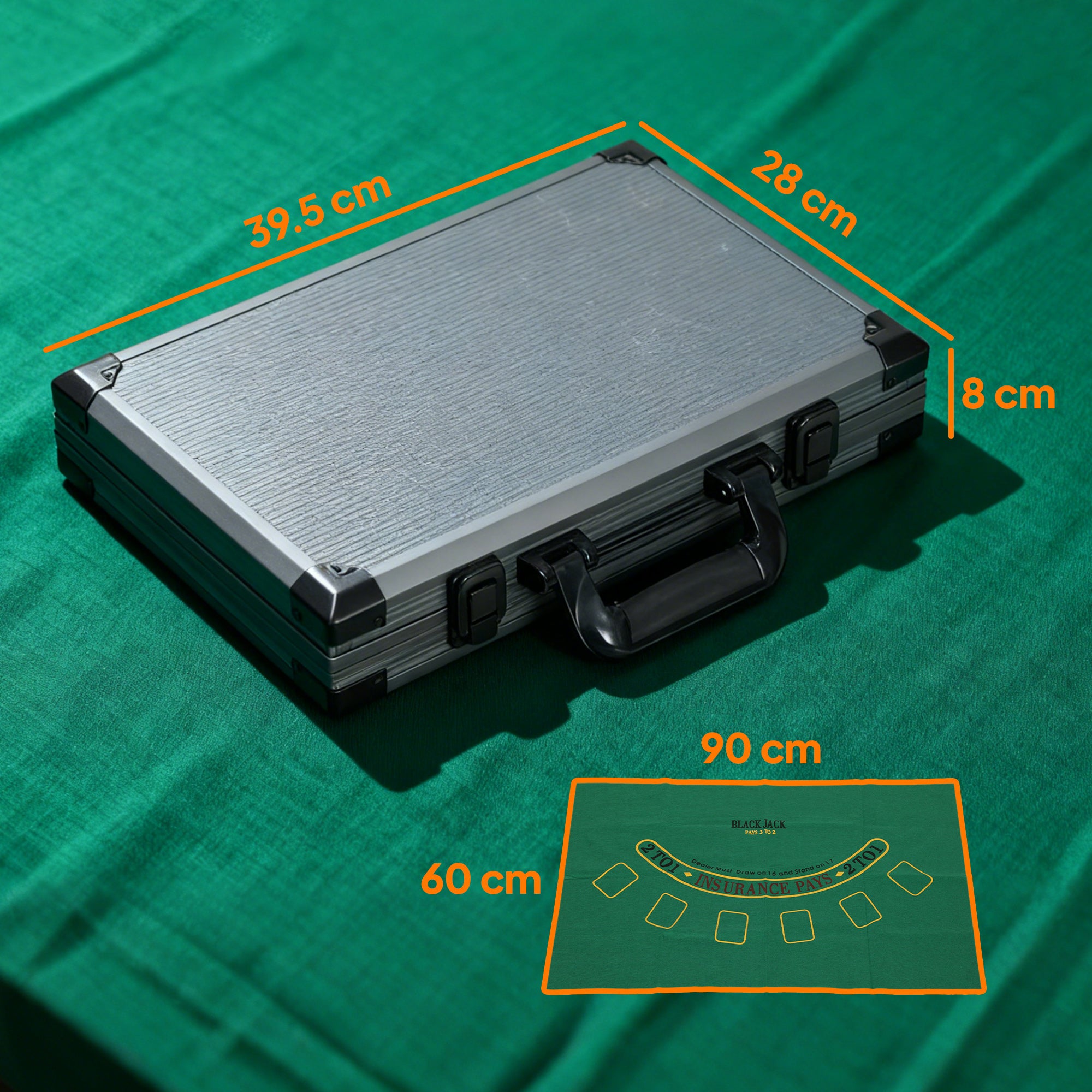 Kozy 400-Piece Poker Chips Set with Lightweight ABS Case, Casino Texas Holdem Poker Set with Mat, 11.5g Numbered Poker Chips, Two Decks of Cards, Dealer, Five Dices, Grey