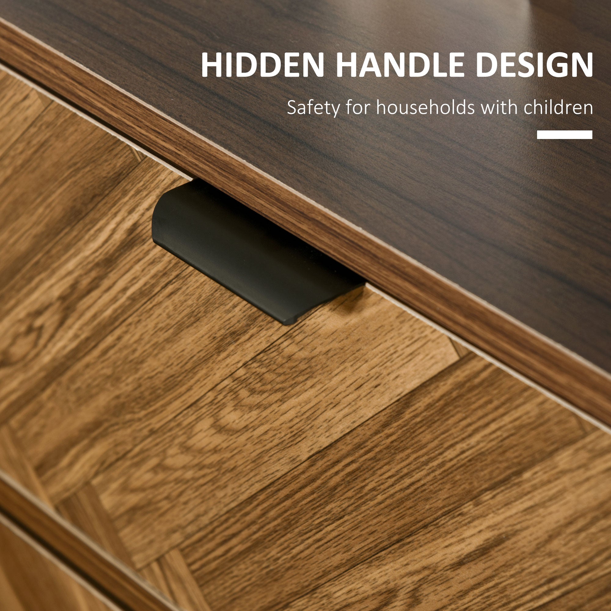 Kozy Bedside Table with Two Drawers, Side Cabinet Storage Unit with Metal Handles, Organisation Furniture for Living Room, Bedroom, Walnut Brown