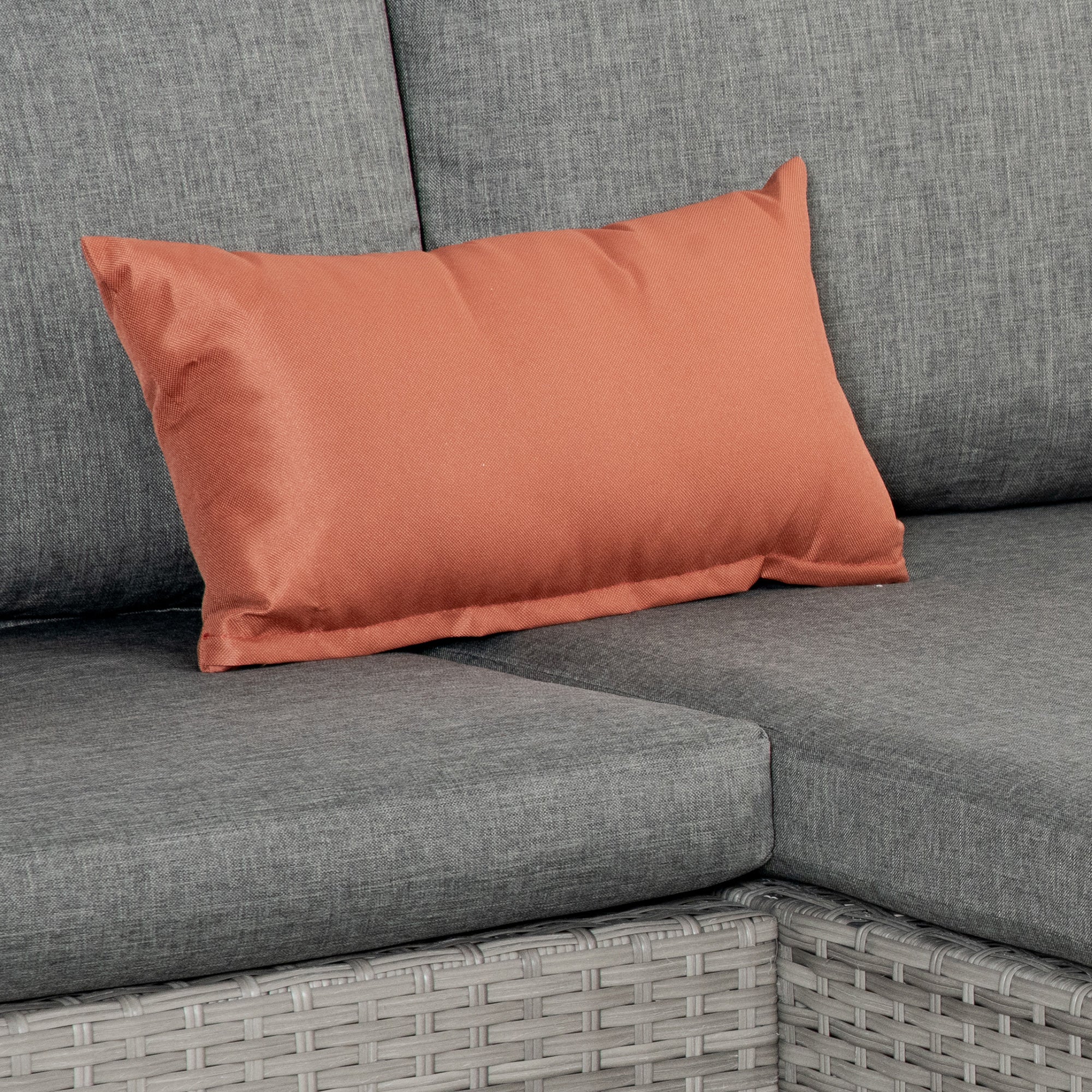 Kozy 3 Pieces Outdoor PE Rattan Sofa Set, Patio Wicker Conversation Chaise Lounge Furniture w/ Tempered Glass Table-top & Soft Padded Cushion for Garden, Backyard, Lawn, Grey