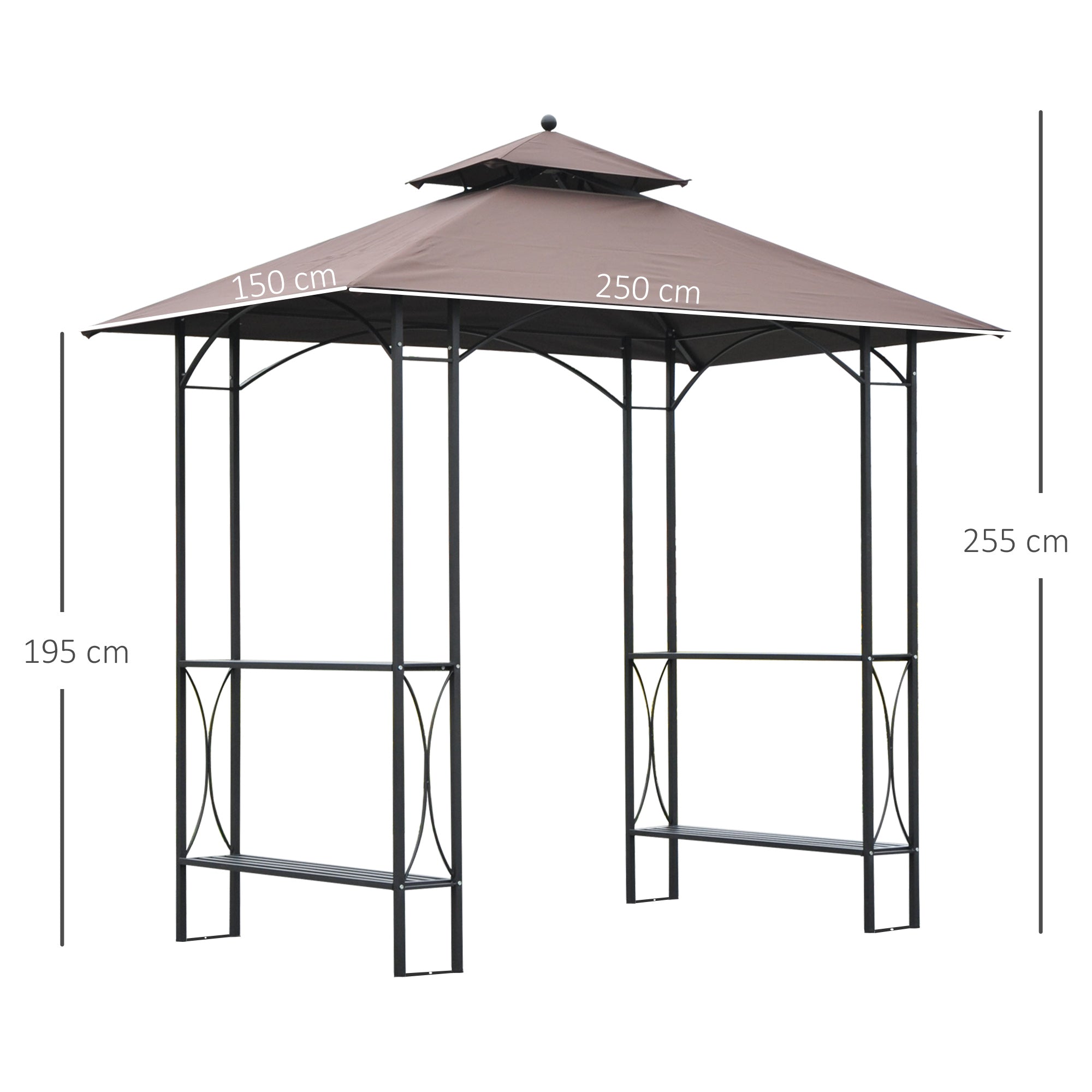 Kozy 2.5 x 1.5m BBQ Tent Canopy Patio Outdoor Awning Gazebo Party Sun Shelter - Coffee