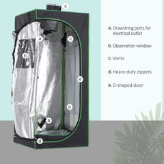 Outsunny Hydroponic Plant Grow Tent  W/ Window Tool Bag, 60L x 60W x 140Hcm