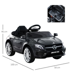 HOMCOM Kids Ride On Car Mercedes Benz GLA Licensed, 6V Battery Powered with Headlight, Music, Remote Control, High/Low Speed, Black