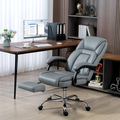 Kozy Faux Leather Reclining Office Chair, with Footrest - Grey