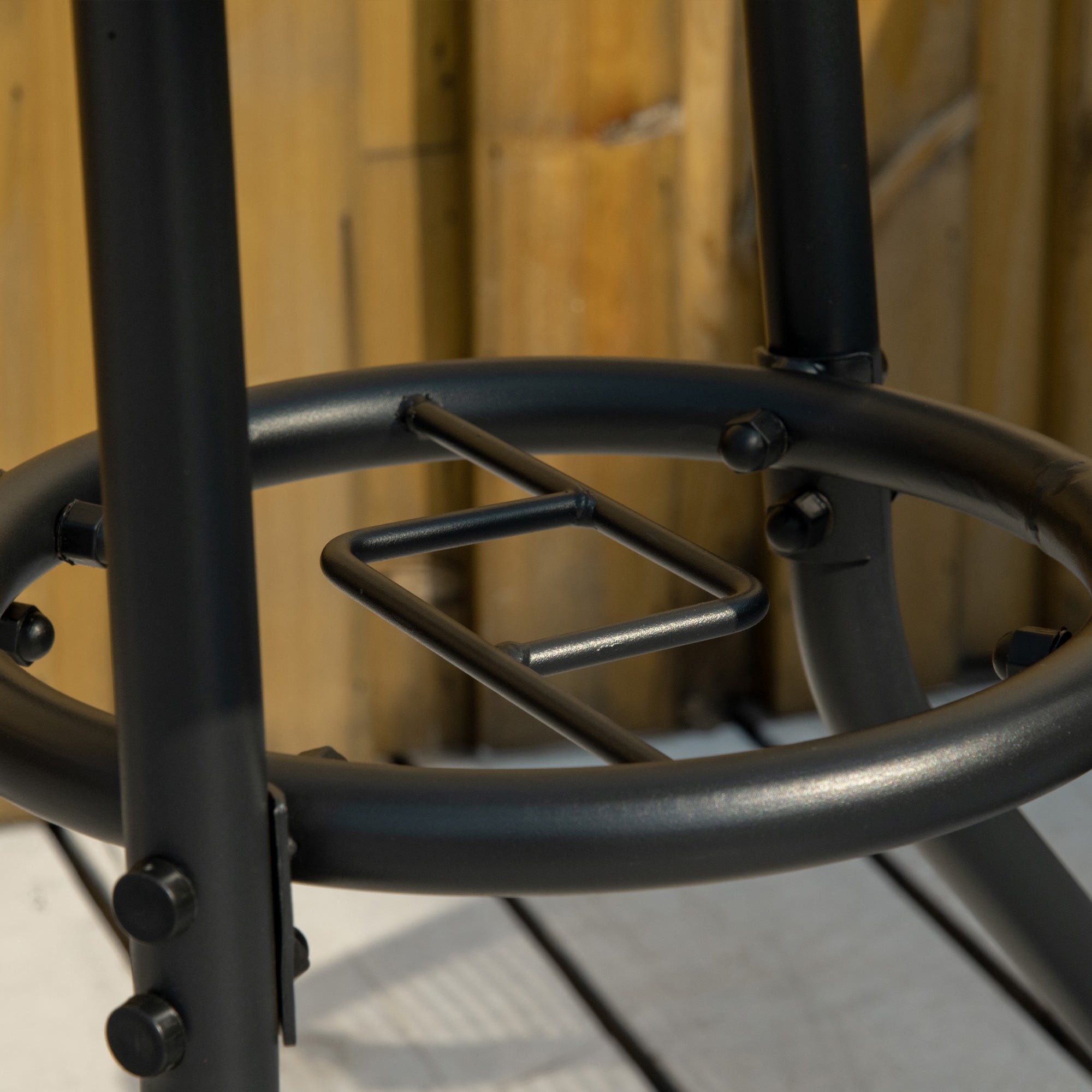 Kozy Outdoor 80cm Round Dining Table Tempered Glass Top Steel Frame Bistro Coffee End Side Table Garden w/ Parasol Hole