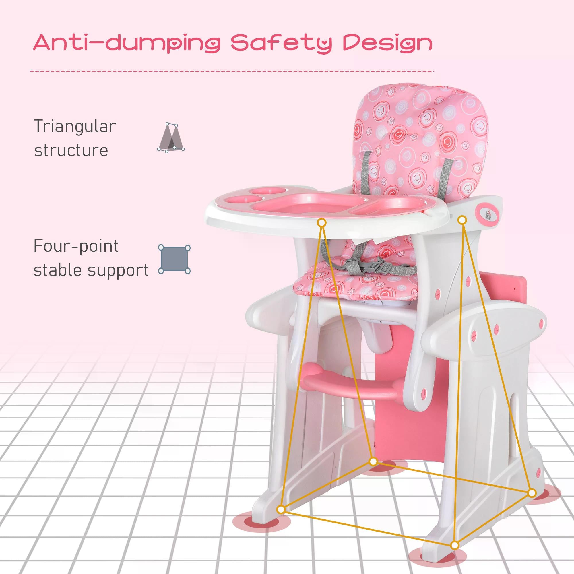 Kozy HDPE 3-in-1 Baby Booster High Chair Pink