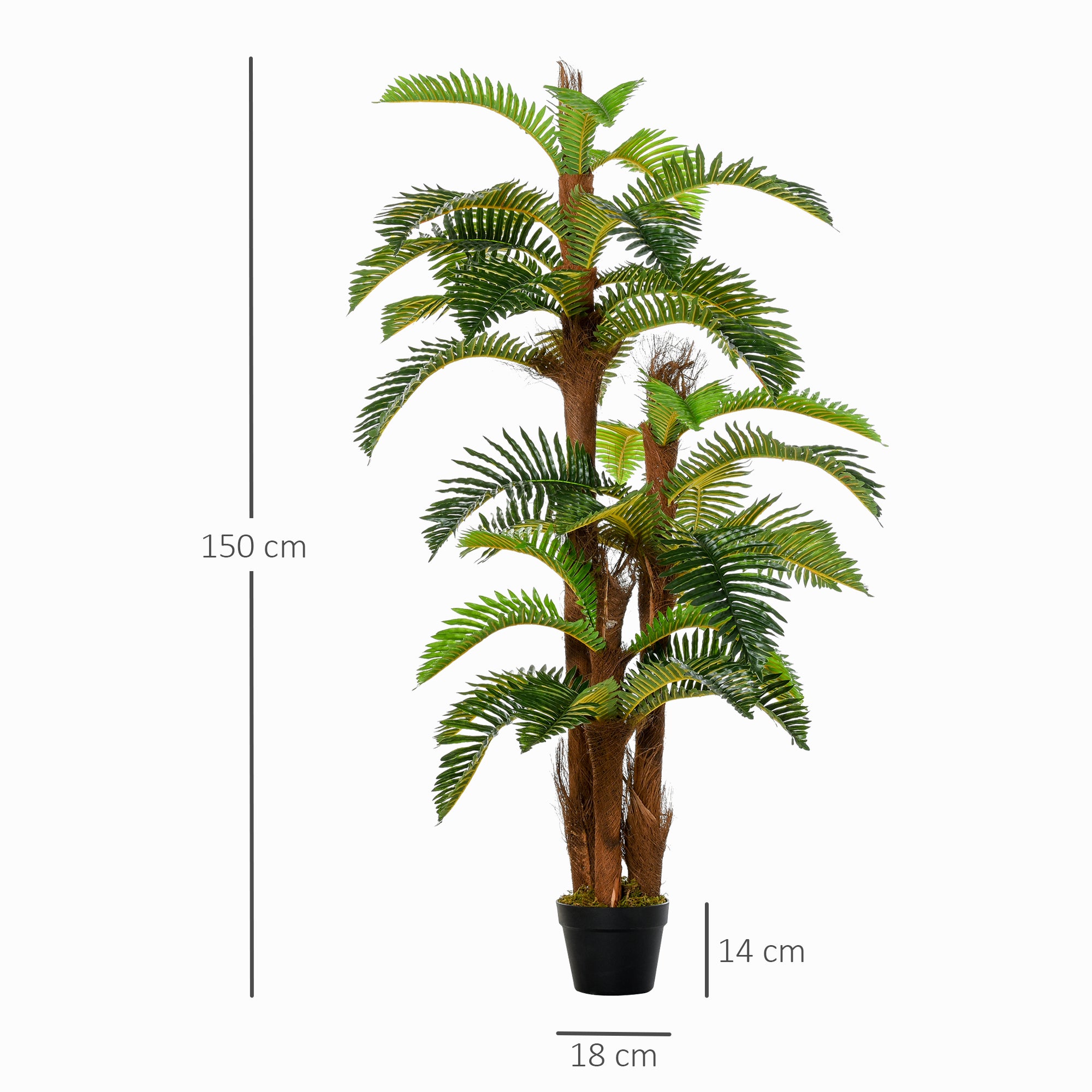Kozy Artificial Plant Tropical Fern in Pot, Fake Plants for Home Indoor Decor, 150cm, Green