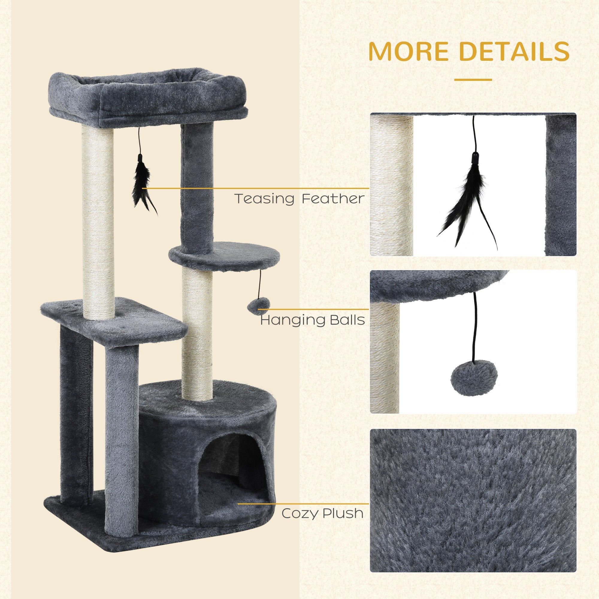 PawHut Cat Tree 100cm, Multi