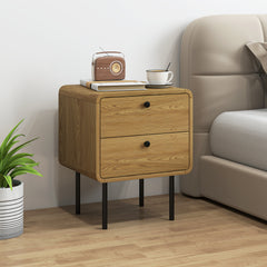 Kozy Bedside Table with 2 Drawers and Steel Legs - Oak