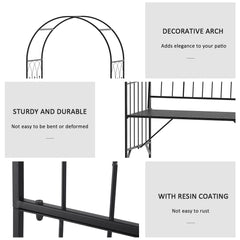 Outsunny Garden Metal Arch Bench Outdoor Patio Rose Trellis Arbour Pergola for Climbing Plant Antique Style 2