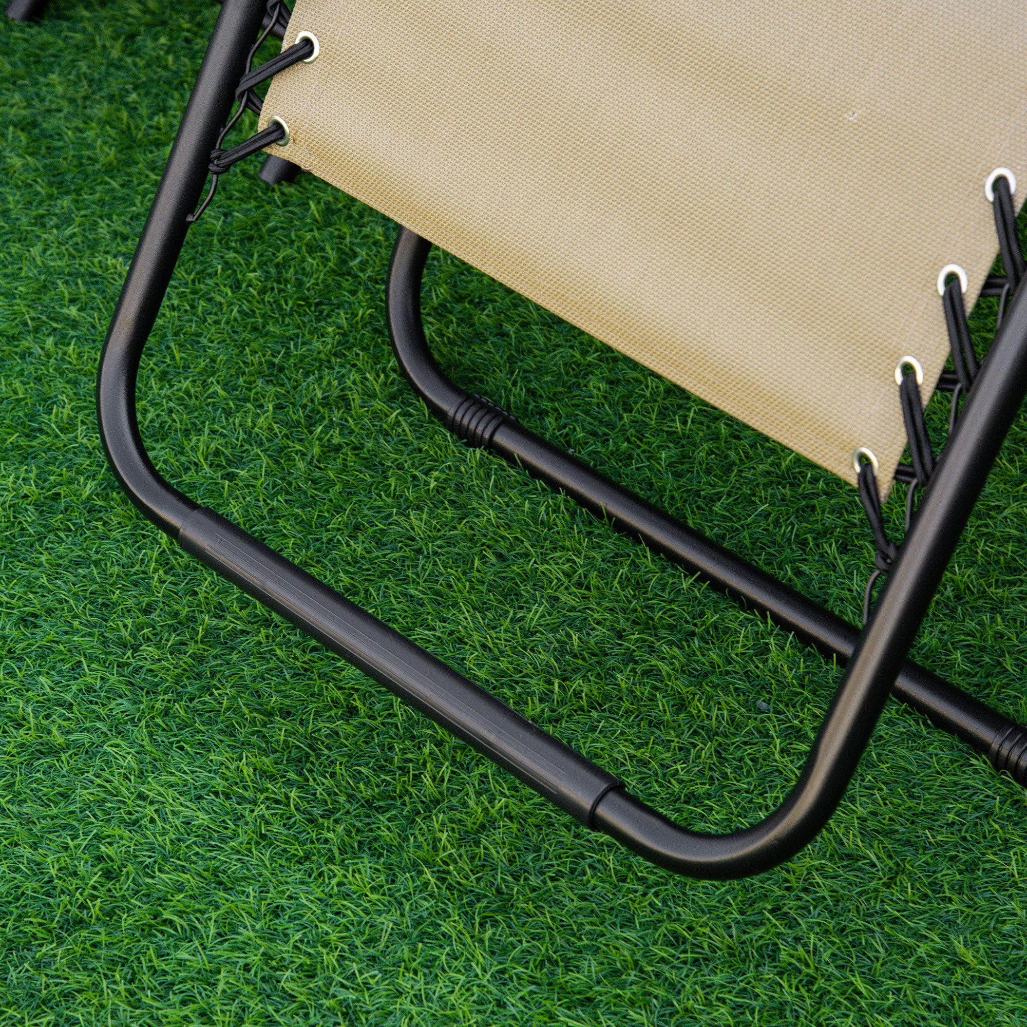 Kozy Folding Zero Gravity Chairs, 3 Pieces Adjustable Sun Lounger and Table Set with Cup Holder and Headrest, Patio Bistro Set with Reclining Garden Chairs for Outdoor, Beige