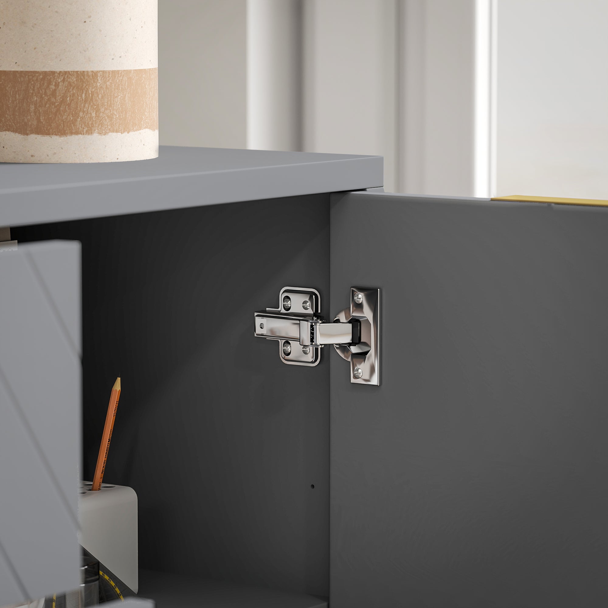 Kozy Sideboard with 3 Drawers and Adjustable Shelves for Living Room - Grey