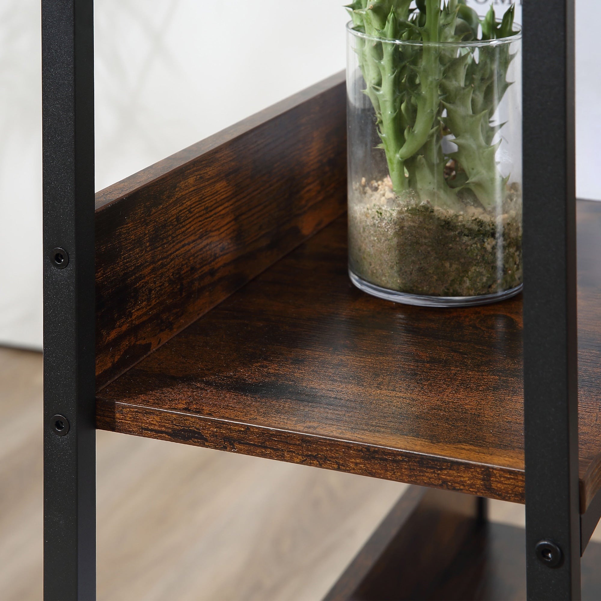 Kozy Office Desk with Storage Shelves, 120 CM Computer Desk, Industrial Study Table with Metal Frame for Home Office Small Space, Rustic Brown