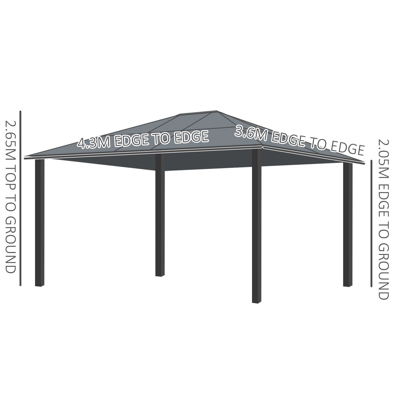 Outsunny 4 x 3.6(m) Hardtop Gazebo Canopy with Polycarbonate Roof and Aluminium Frame, Garden Pavilion with Mosquito Netting and Curtains