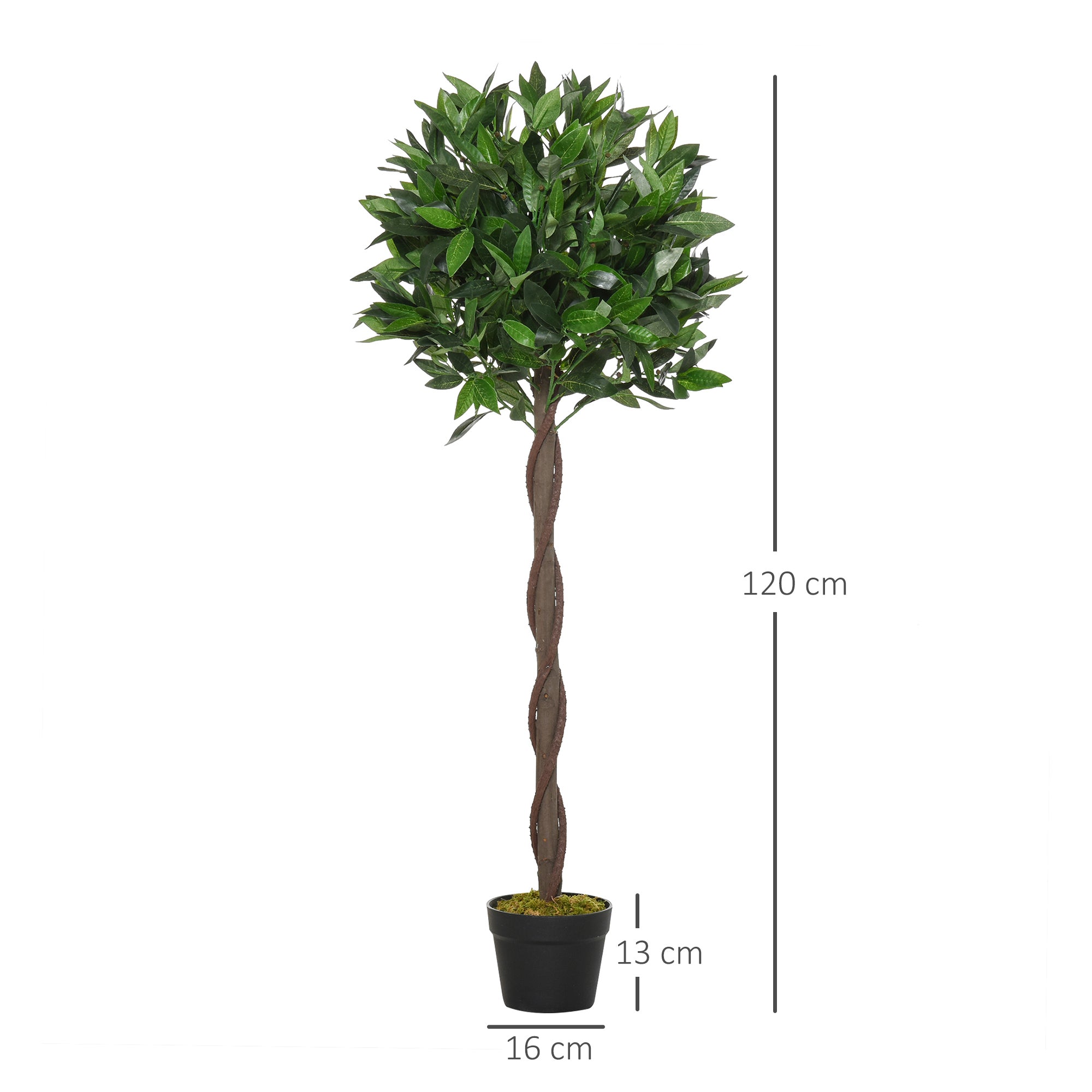 Kozy Artificial Bay Laurel Topiary Trees w/ Pot Fake, Set Of 2 120cm/4FT Indoor Greenery Plant Home Office Garden Decor Green