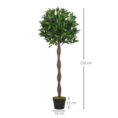 Kozy Artificial Bay Laurel Topiary Trees w/ Pot Fake, Set Of 2 120cm/4FT Indoor Greenery Plant Home Office Garden Decor Green
