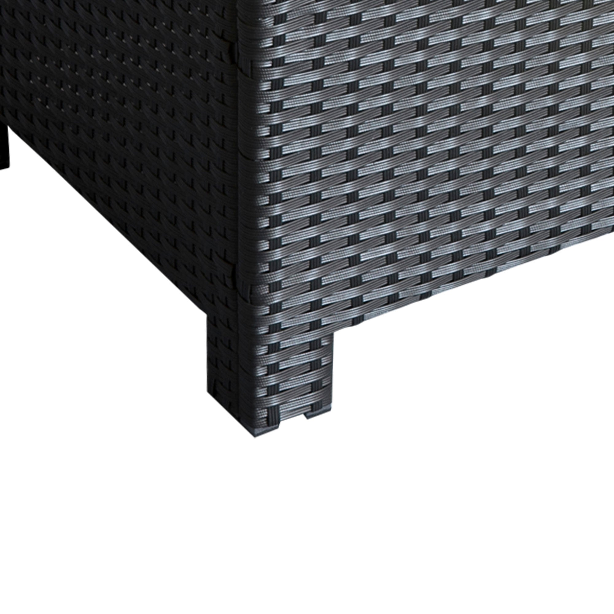 Kozy PE Rattan Coffee Table, Rectangular Outdoor Coffee Table with Tempered Glass Top, 70 KG Capacity for Garden, Balcony, Terrace, Patio, Black