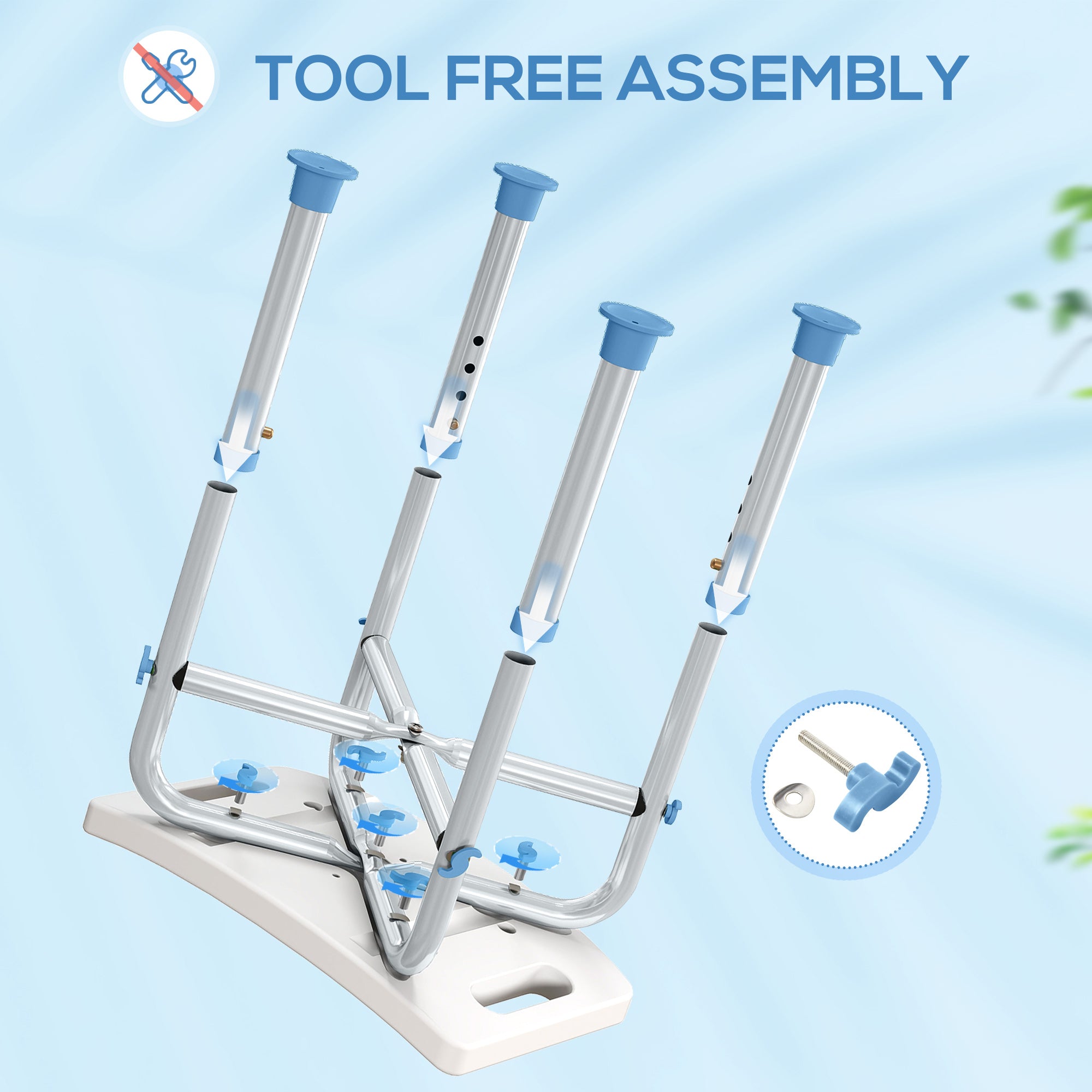 Kozy - 44-51.5cm Aluminium Frame Shower/Bath Stool - Light Blue