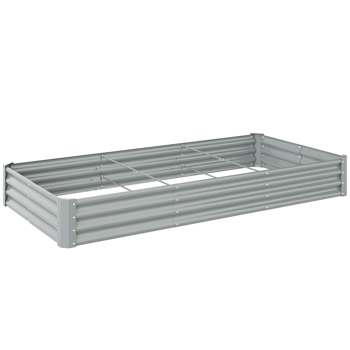 Kozy - 240 x 120cm Galvanised Steel Open Planter - Silver