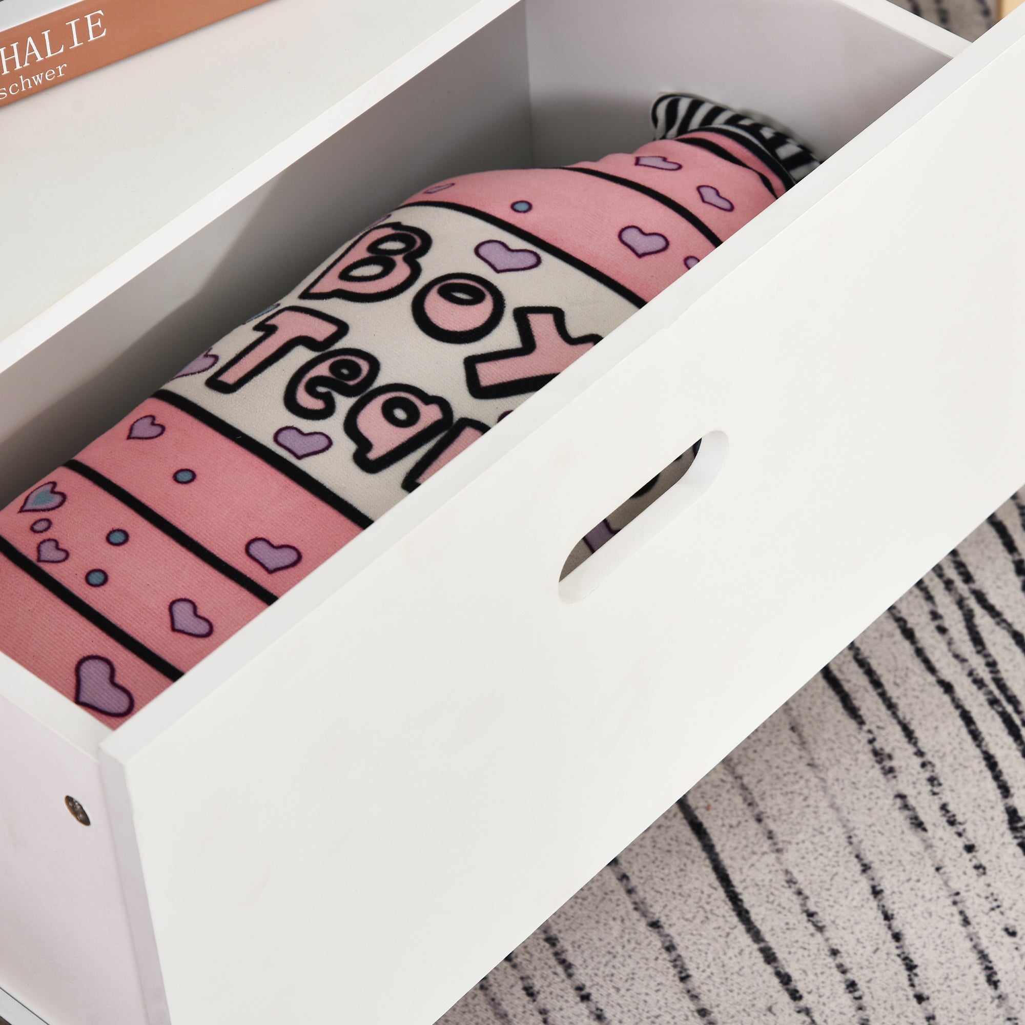 Kozy Kids Children Wooden Bookcase w/Drawer Bedroom Furniture Bookshelf Storage Rack Display Unit Toys Games Organisation Cabinet Pink Blue Back Panel 50 x 30 x 142 cm