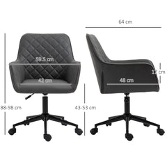 Kozy Office Desk Chair, Leather-Feel Fabric Computer Swivel Chair with Rolling Wheels and Adjustable Height for Home, Grey