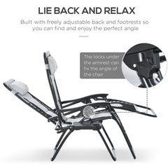 Kozy Zero Gravity Lounger Chair, Folding Reclining Patio Chair with Padded Seat, Cup Holder, Soft Cushion and Headrest for Poolside, Camping, Light Grey