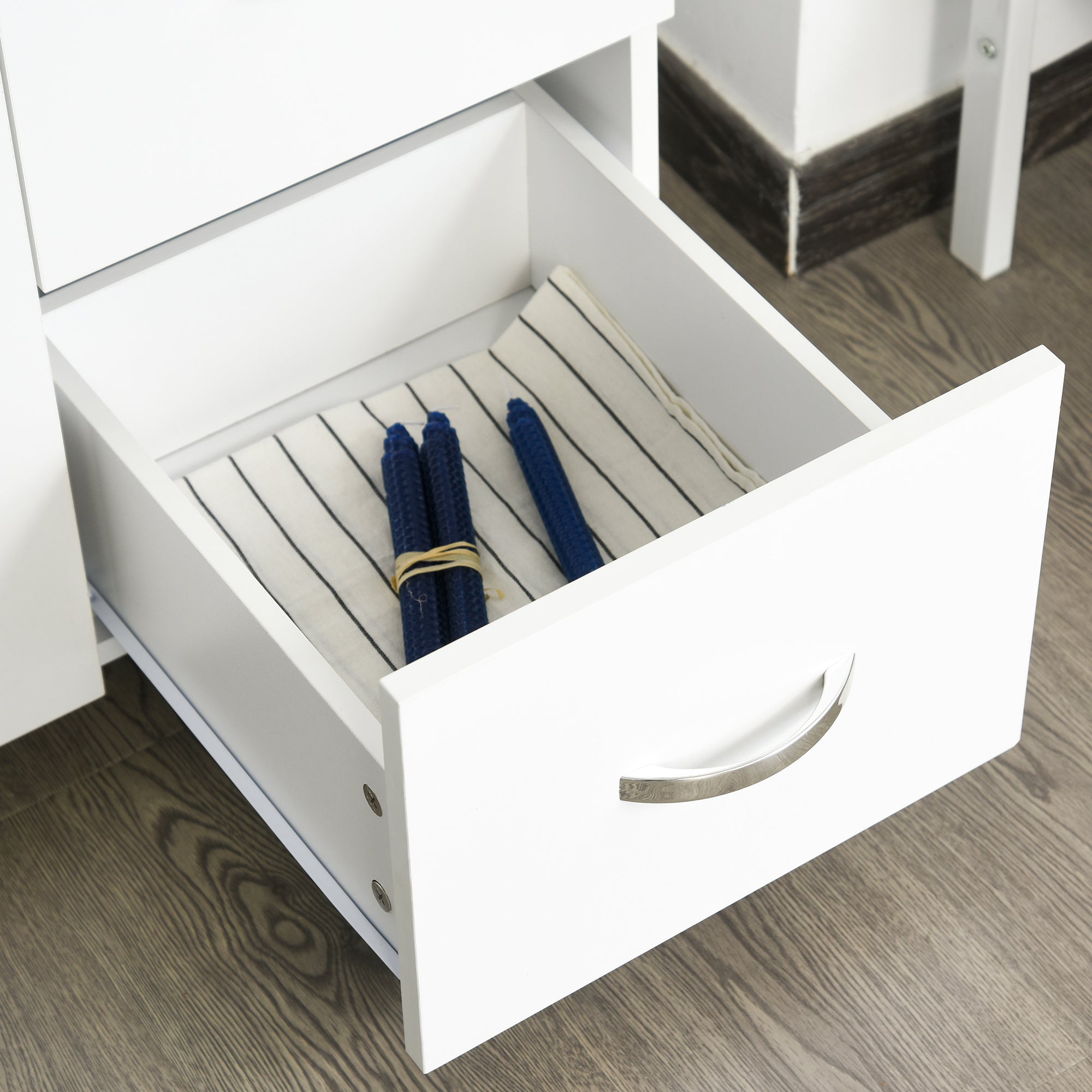 Kozy Kitchen Cupboard, 183cm Tall Storage Cabinet with Countertop, Sideboard with 3 Small Drawers, Flip Up Top Door, 3 Cabinet Doors and Open Shelves, 100W x 39.5D x 183.5H cm, White