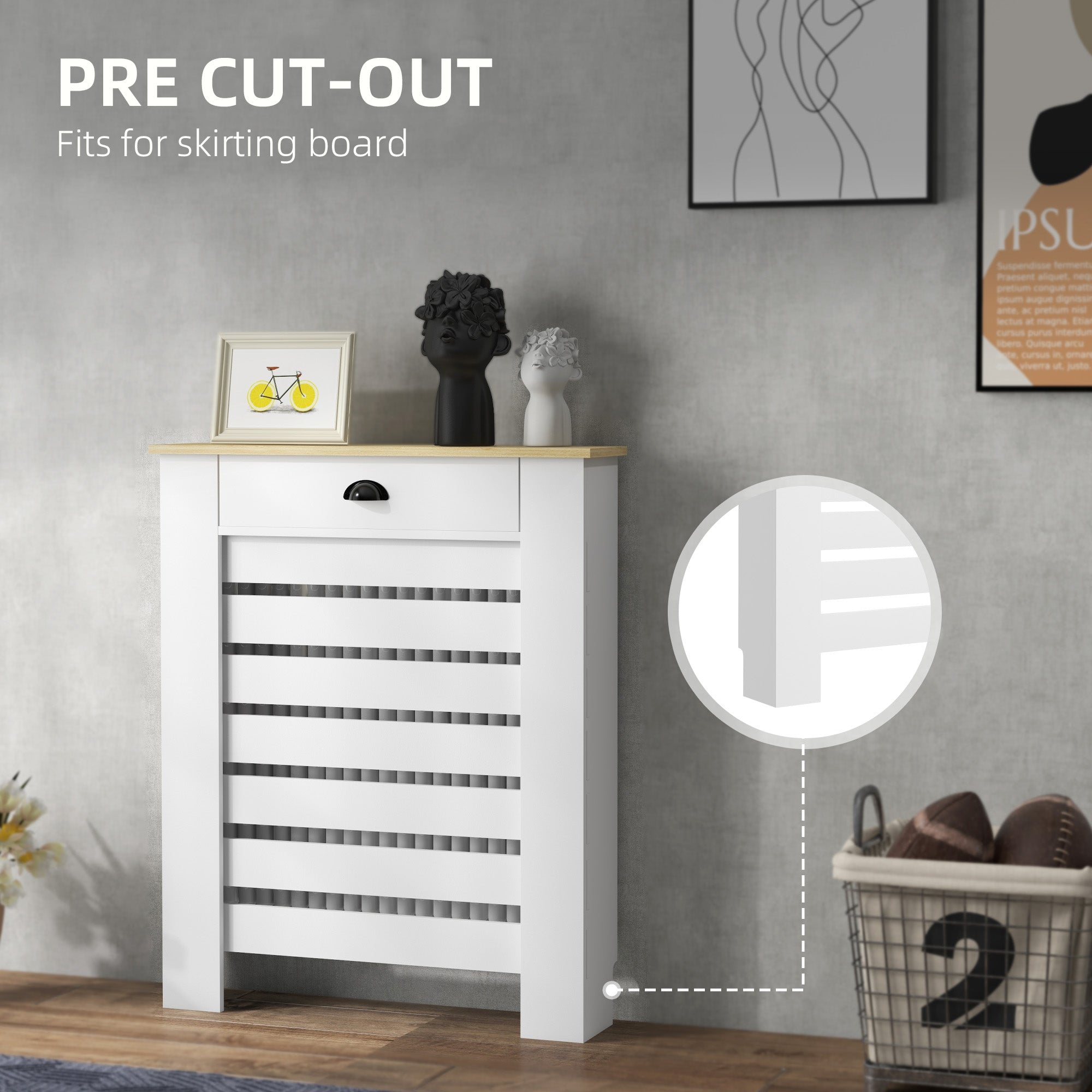 Kozy - 95.5H x 78Wcm Radiator Cover, with Drawer - White