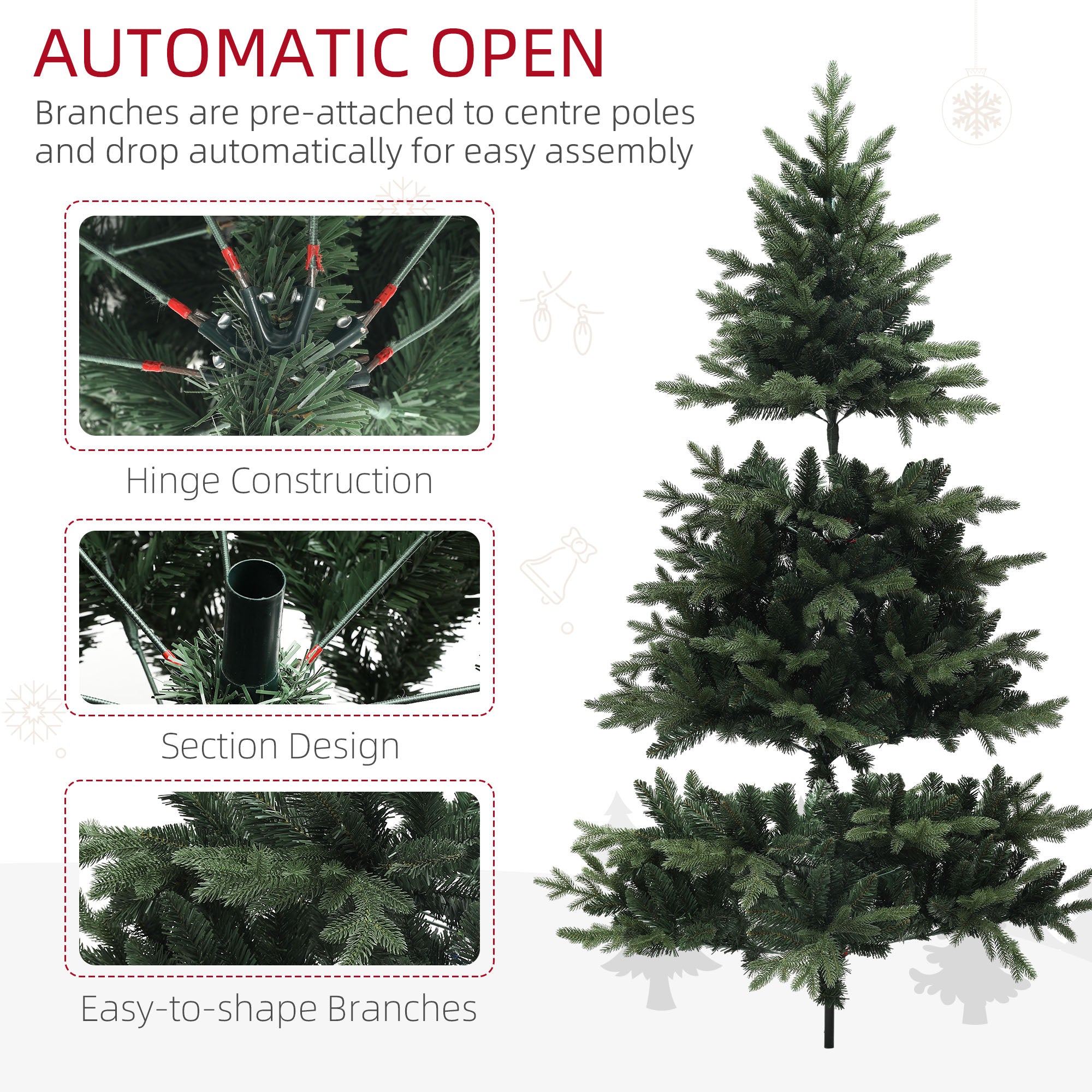 Kozy - 7ft Artificial Spruce Christmas Tree - Green
