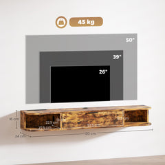 Kozy 120 cm Floating TV Unit for TVs up to 50 Inch - Rustic Brown