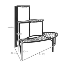 Kozy - Three-Tier Corner Metal Plants Shelves - Black