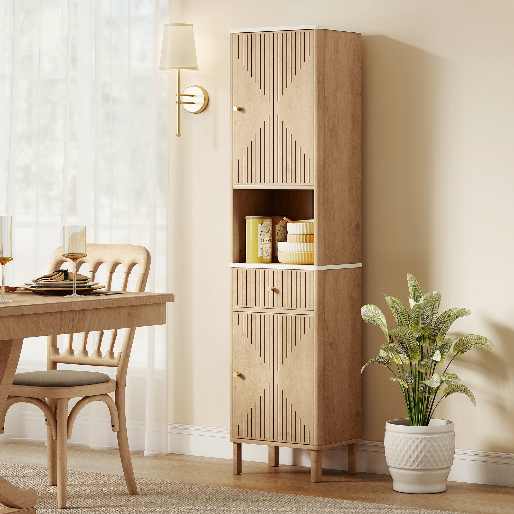 Kozy Multi-Storage Slimline Bathroom Cabinet - Wood-Effect