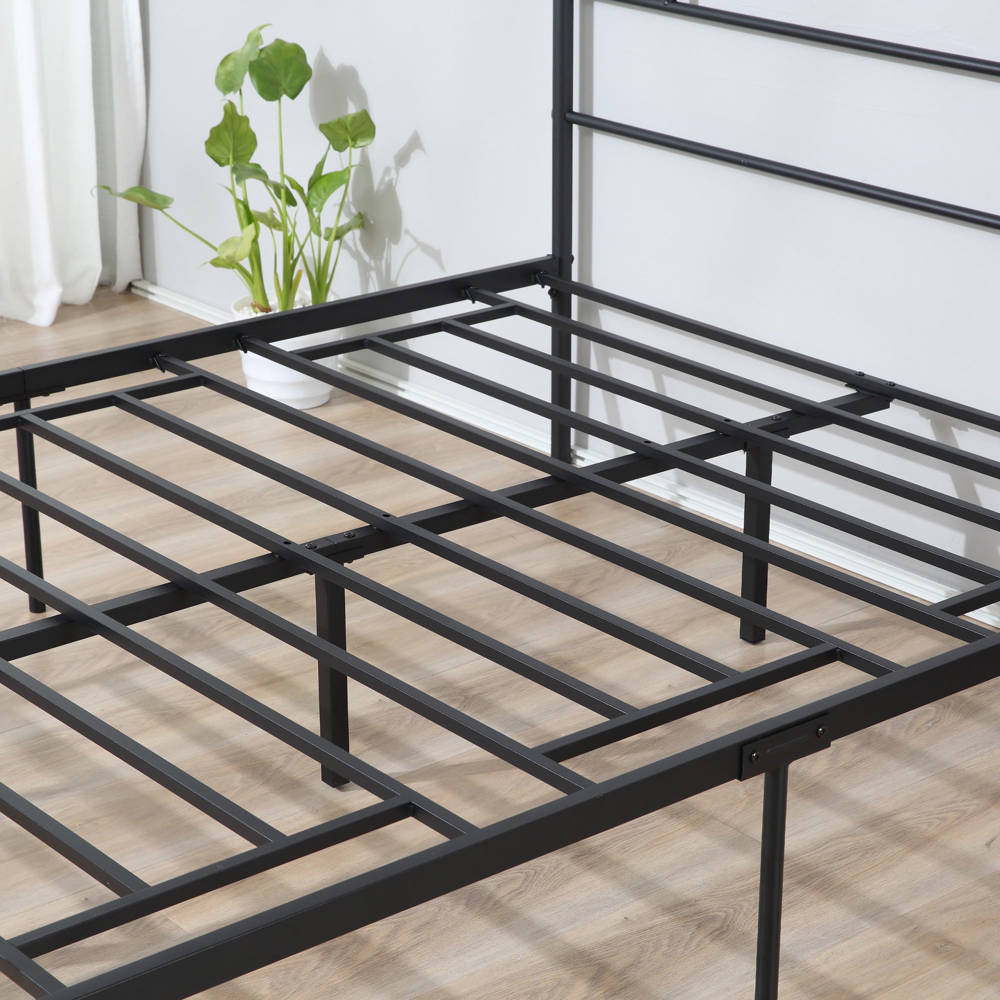 Kozy King Metal Bed Frame Solid Bedstead Base with Headboard and Footboard, Metal Slat Support and Underbed Storage Space, Bedroom Furniture, Black