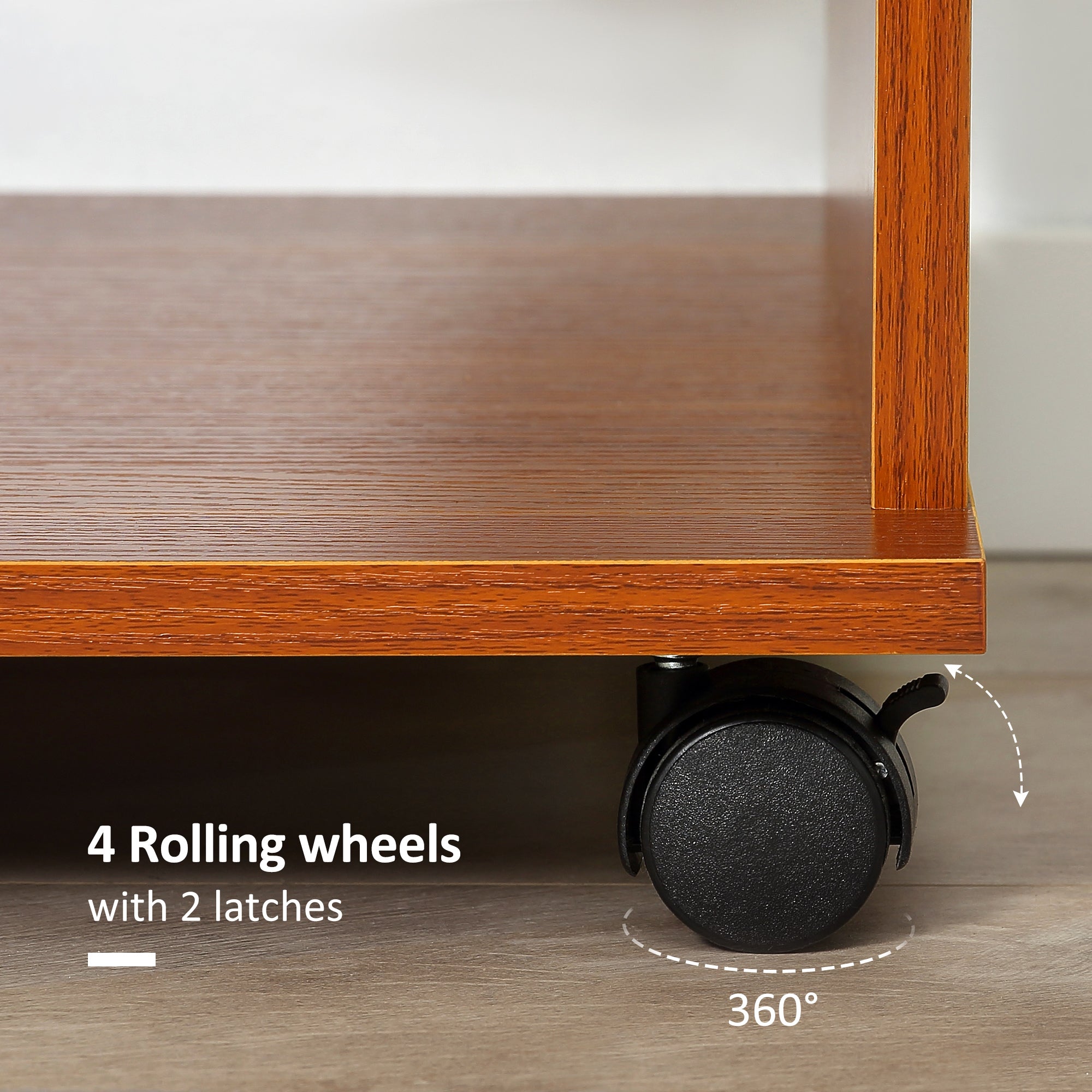 Kozy Open Wardrobe on Wheels, Bedroom Wardrobe with Clothes Hanging Rail, 3 Storage Shelves, Mobile Garment Rack for Cloakroom, Hallway, Walnut