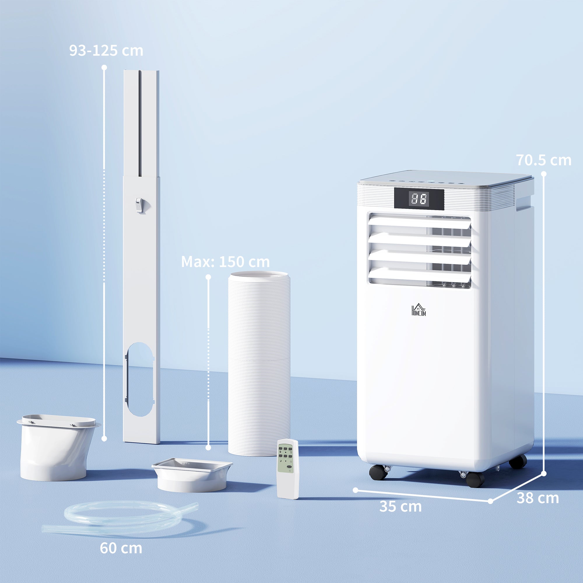 Kozy 7000 BTU Air Conditioning Unit, 3-in-1 Portable Air Conditioner, Dehumidifier, Cooling Fan with Remote Control, LED Display, 2 Speeds, 24H Timer, Window Venting Kit, 15m²