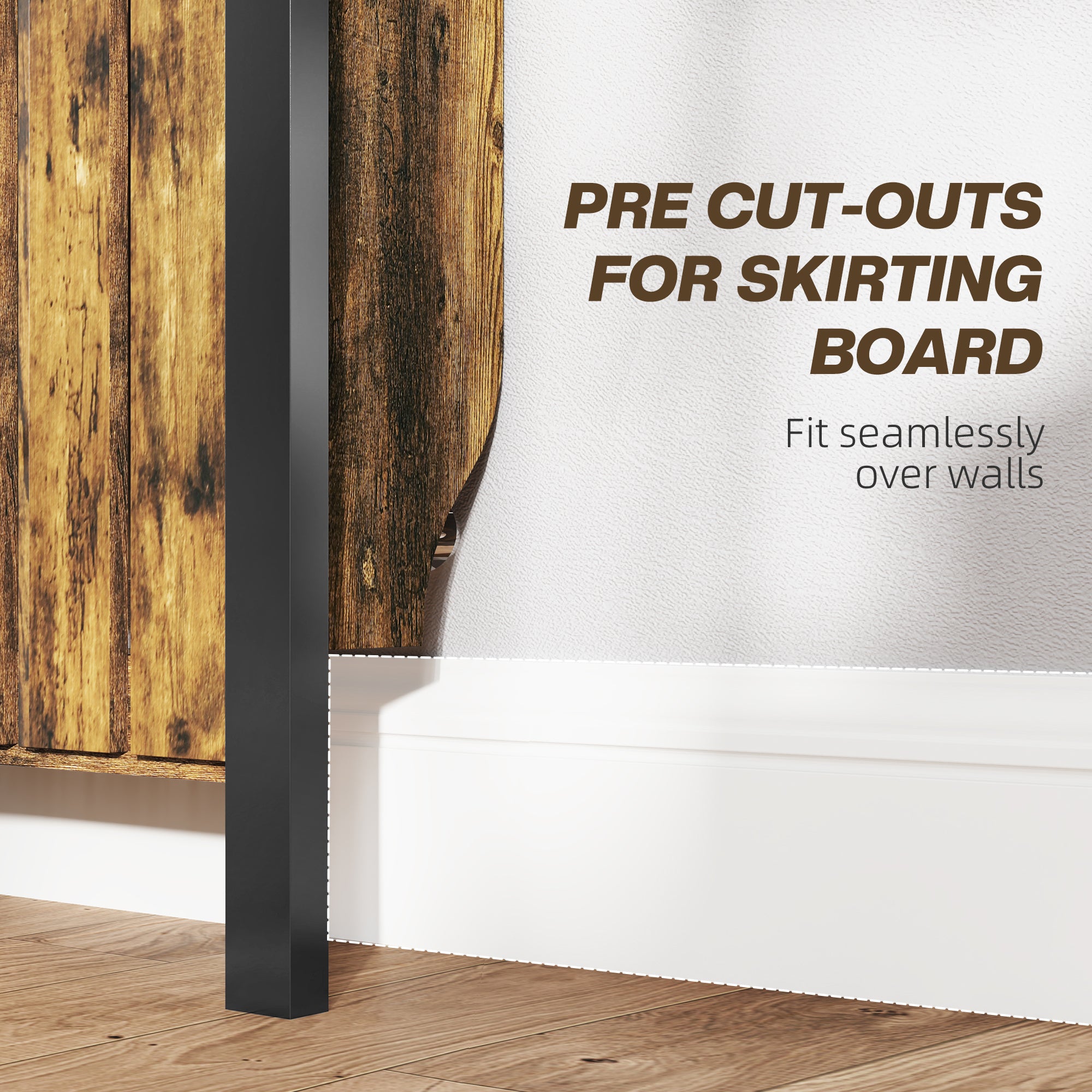 Kozy - 93 x 119cm Rustic-Look Radiator Cover - Brown/Black