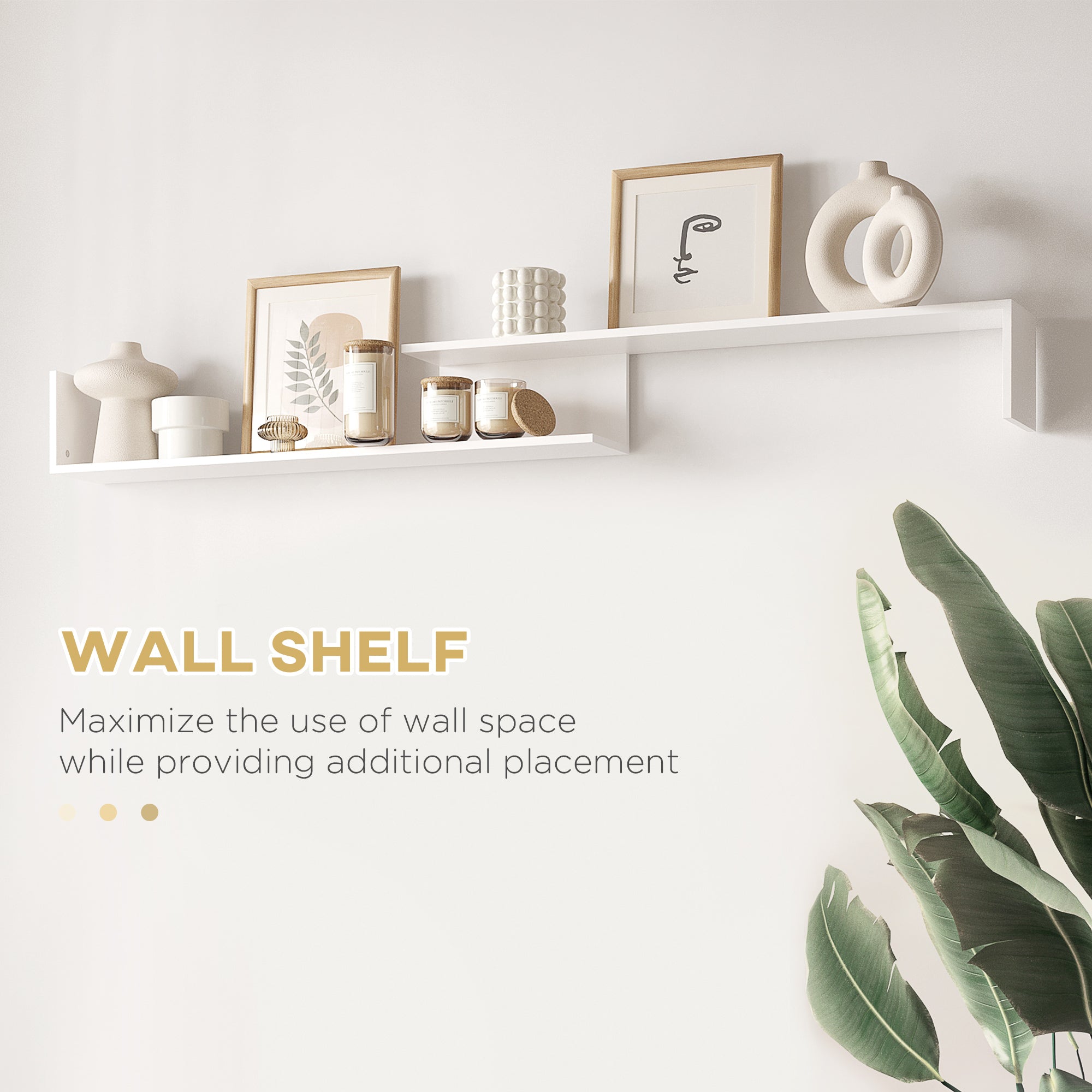 Kozy TV Cabinet with Wall Shelf for Wall-Mounted 65" TVs or Standing 40" TVs - White and Natural