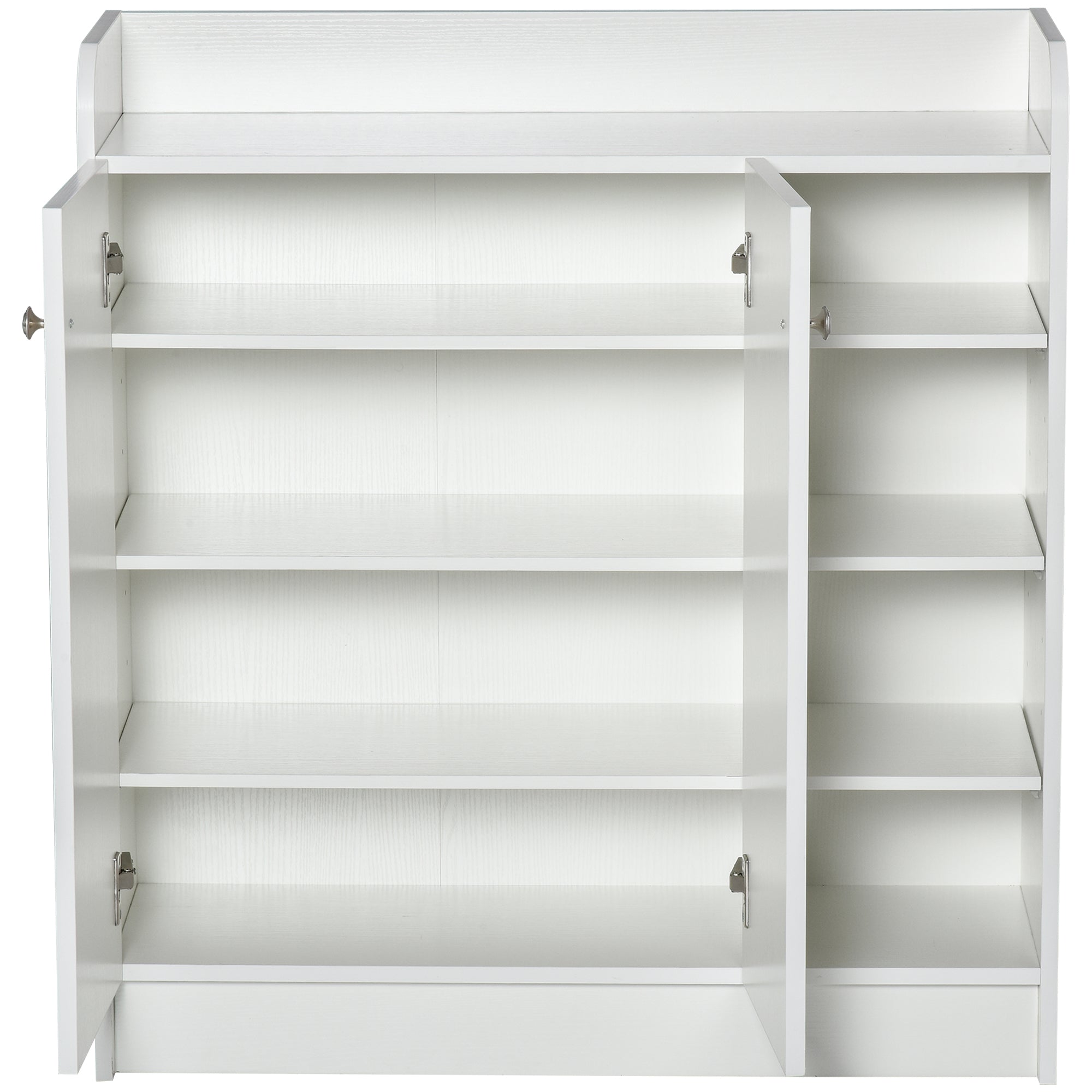 HOMCOM Large Shoe Storage Cabinet, Hallway Organiser with 2 Doors & 4 Adjustable Shelves, Sleek White