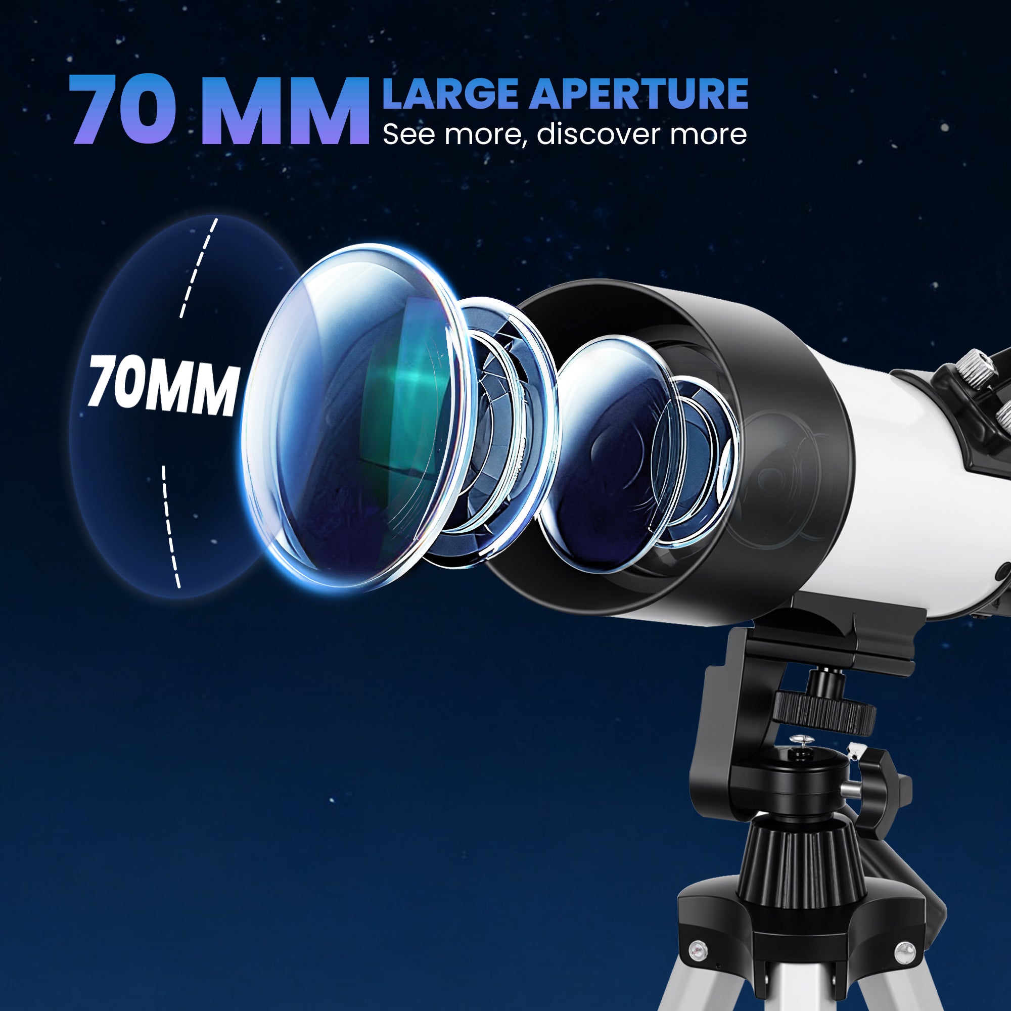 Kozy Astronomy Telescope for Adults and Beginners with 70 mm Aperture, Carry Bag, White