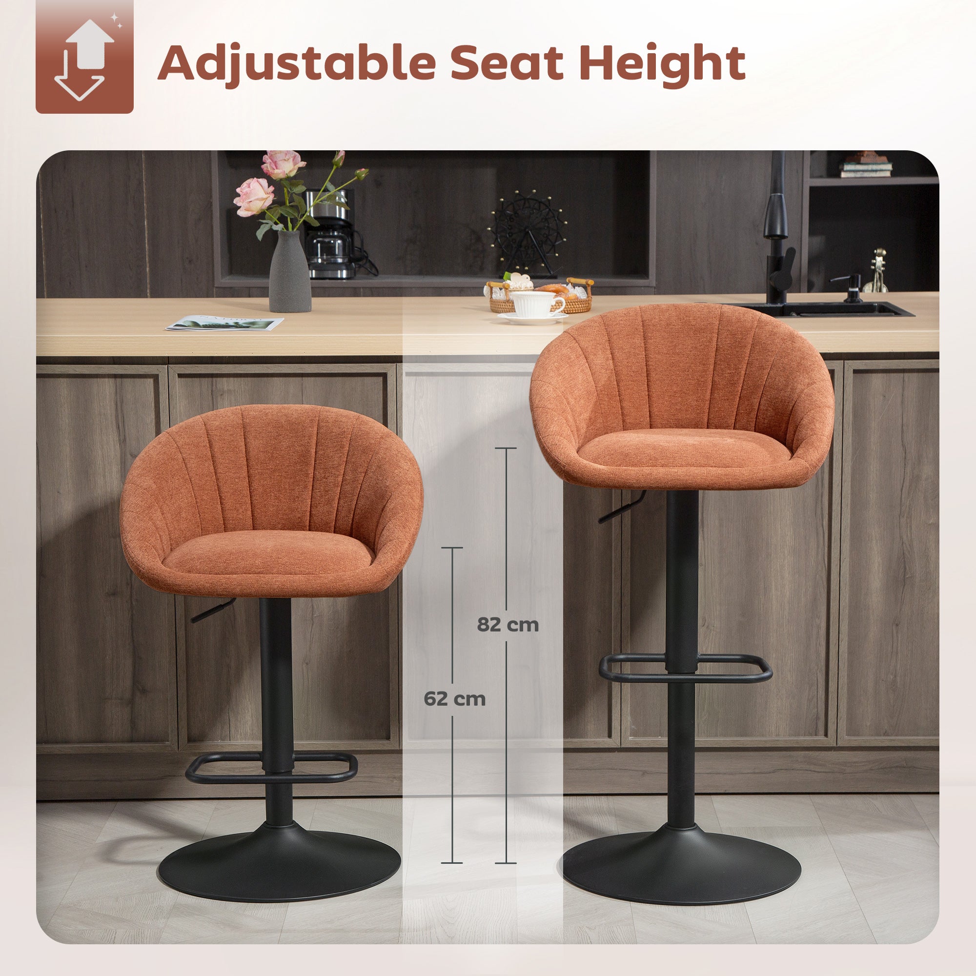 Kozy - Set of Two Relaxed Tub Bar Stools - Orange