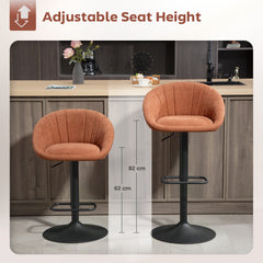 Kozy - Set of Two Relaxed Tub Bar Stools - Orange